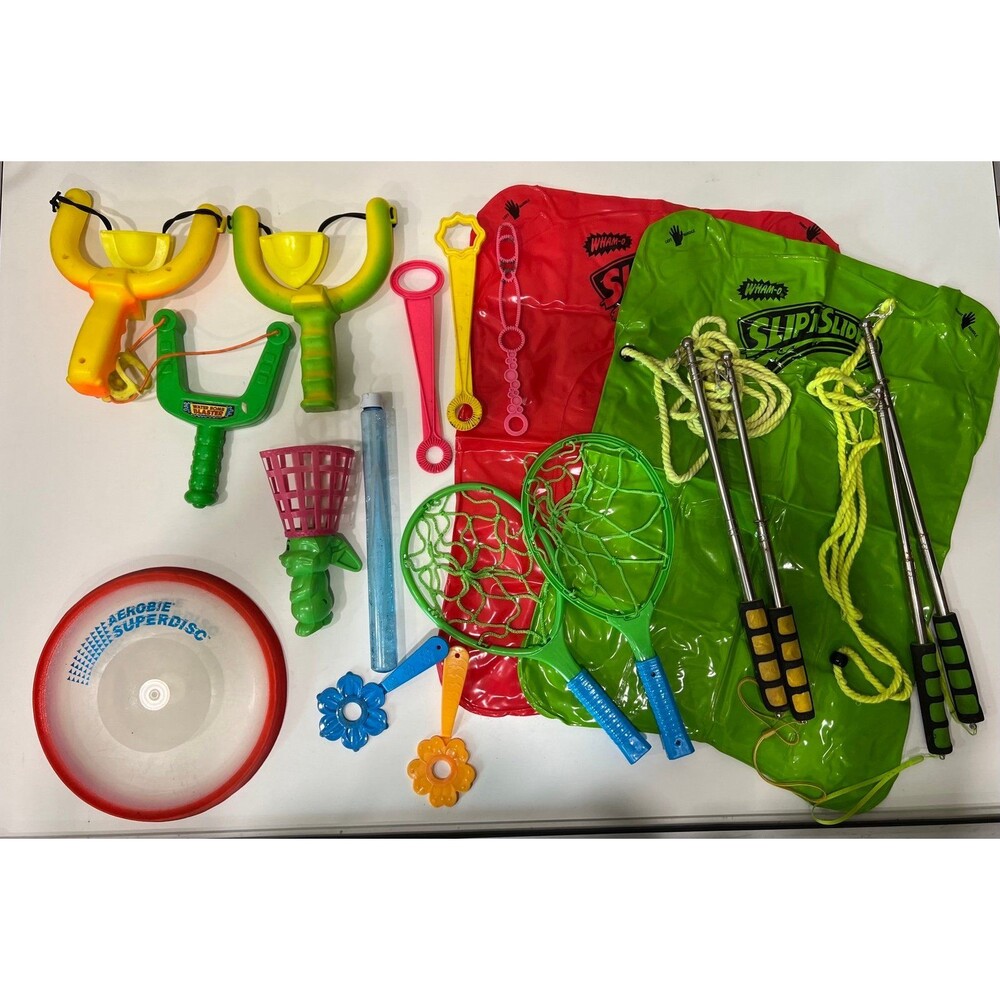 17pc Children's Outdoor Adventure Game Swim Bundle Lot Bubble Maker Slip & Slide
